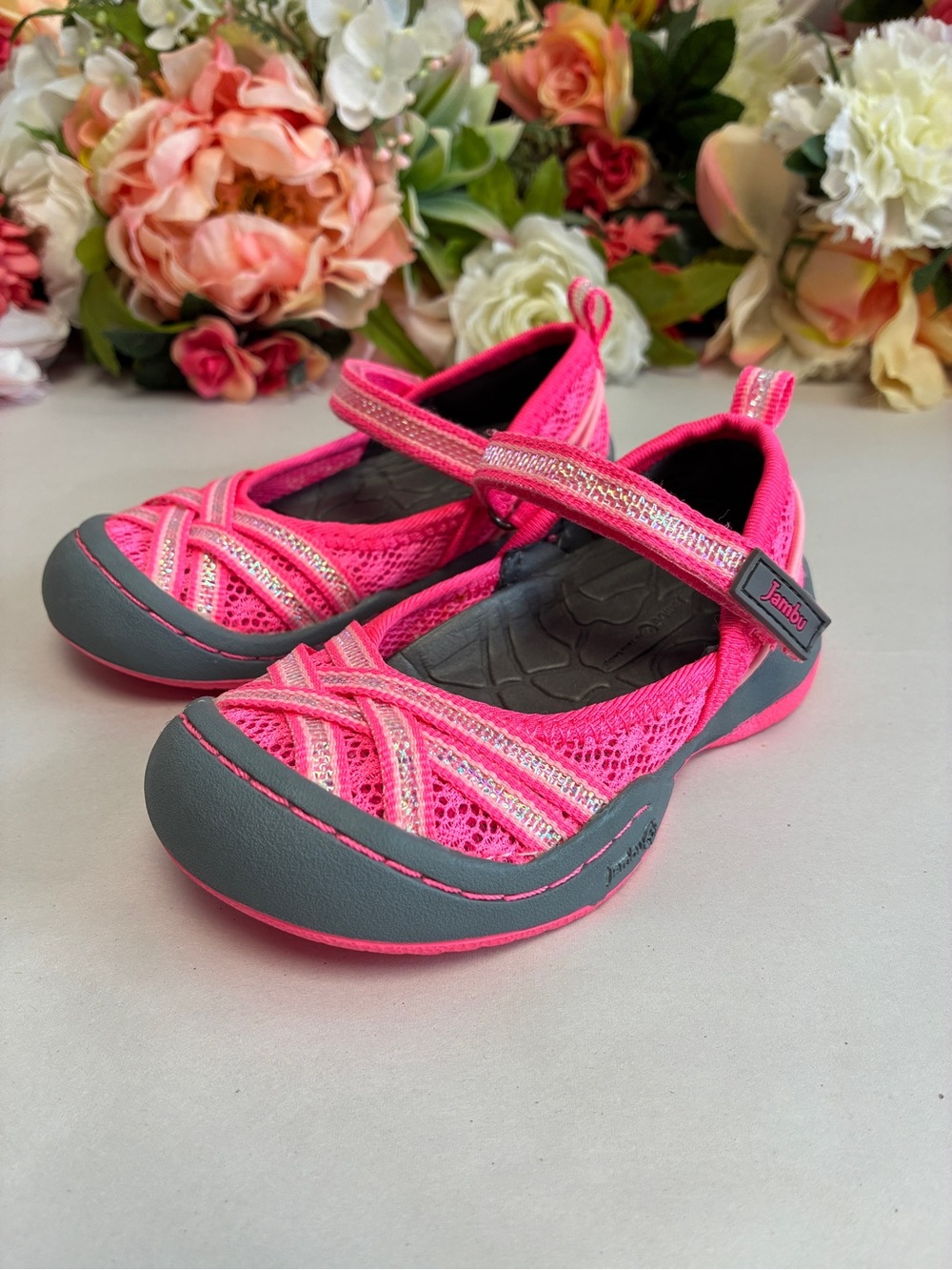 Jambu Fia-T Hot Pink Iridescent Mesh Mary Jane Water Shoes Outdoor Girls Size 6M